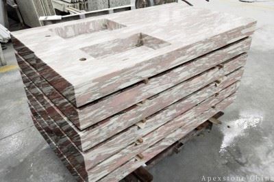 Prefab roze marmeren spoelbakken